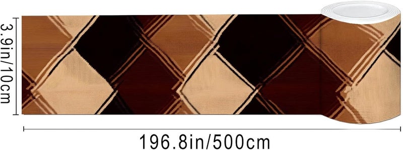 IVN Wallpaper Border Peel and Stick PVC Argyle Diamond Pattern 4x196 Inch for Living Room Bedroom Hallway Wall Accent - Image 3